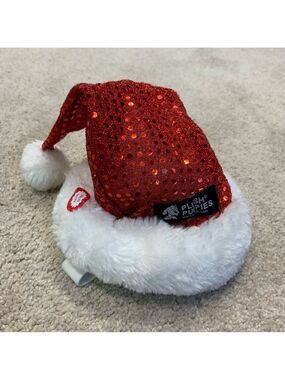 Small breed dog Christmas Santa light-up flashing sparkly sequin hat